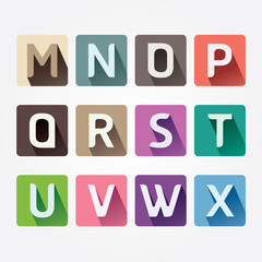 Vector Alphabet colorful Font with Sahdow Style. Illustration.