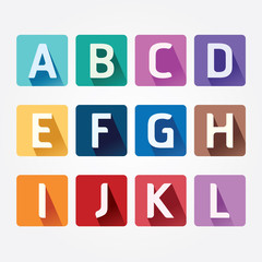 Vector Alphabet colorful Font with Sahdow Style. Illustration.