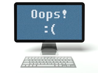Oops 404 error computer digital LCD screen