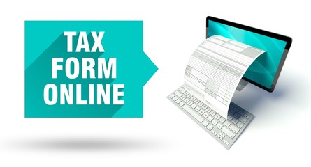 Tax form online network computer with invoice