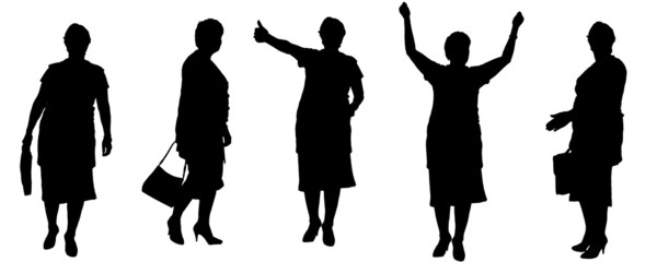 Vector silhouette of a old woman.