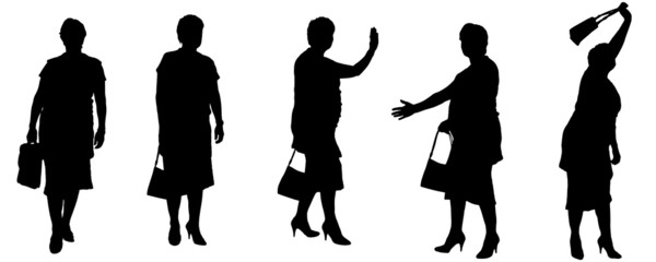 Vector silhouette of a old woman.