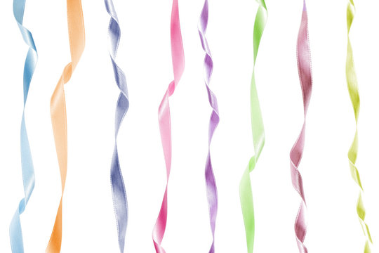 Shiny Colorful Satin Ribbons Isolated on White