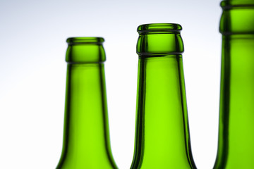 close up of beautiful green glass bottle