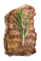 Grilled steak on white background