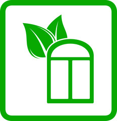 green window with leaf