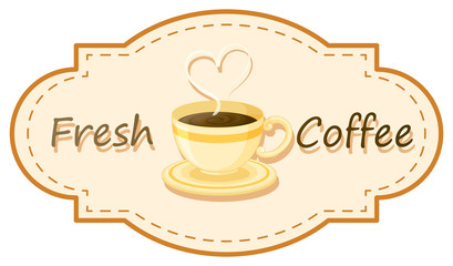 A fresh coffee logo with a cup of brewed coffee