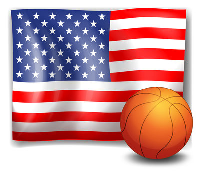 The American flag with a ball