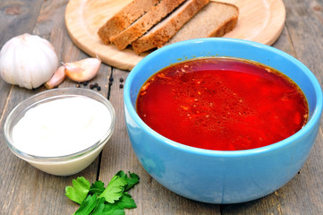 Traditional Russian-Ukrainian borscht soup
