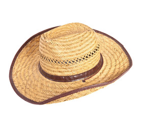 woven hat with a wide brim on a white background