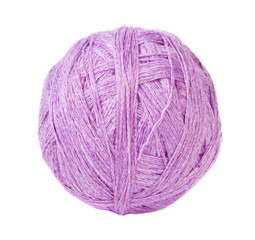 tangle of purple yarn on white background