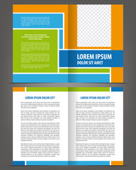 Vector empty multicolored bi-fold brochure template design