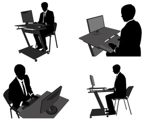 business man working on his computer - vector