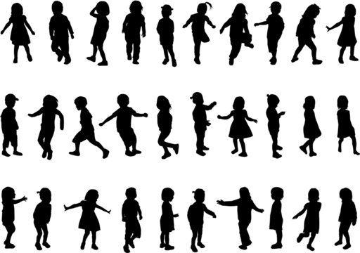 Collection of silhouettes of children