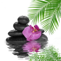 spa Background black stones on water