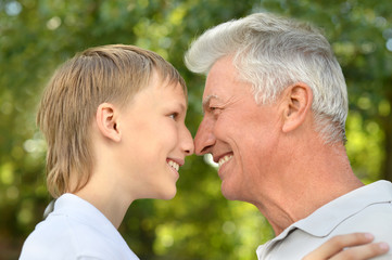 Fototapeta premium Grandfather with grandson