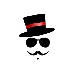 face with mustache color vector