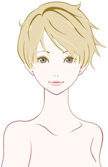 なびく髪　ショートカット