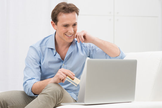 Young Man Shopping Online