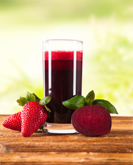 Beetroot juice on wood plant