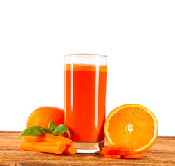 carrot juice on wood 