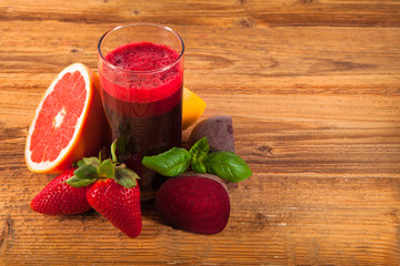 Beetroot juice on wood plant