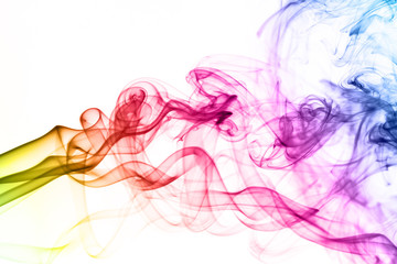 Colorful smoke clouds close up.