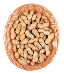 Basket full with peanuts.