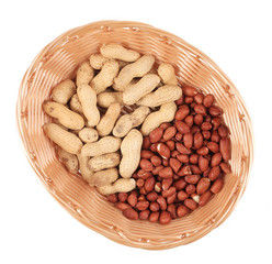 Basket full with peanuts.