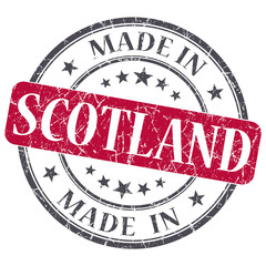 made in SCOTLAND red grunge stamp on white background