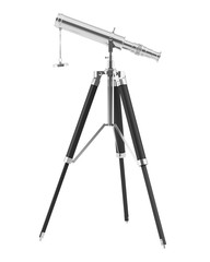 Fototapeta premium telescope on tripod isolated on white background
