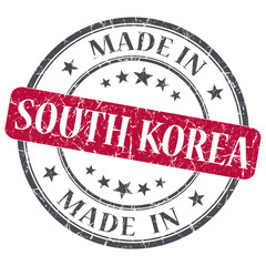 made in SOUTH KOREA red grungy stamp on white