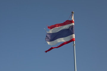 Thai flag on blue sky