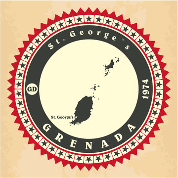 Vintage label-sticker cards of Grenada. Vector illustration