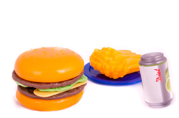 Plastic toy hamburger with bun