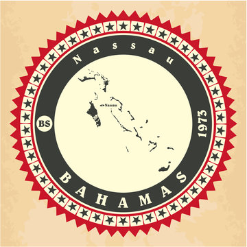 Vintage label-sticker cards of Bahamas