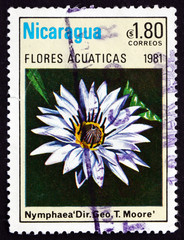 Postage stamp Nicaragua 1981 Nymphaea Director George T. Moore