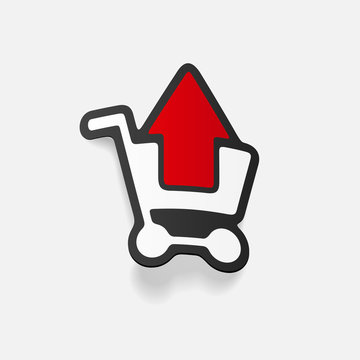 realistic design element: grocery cart, arrow