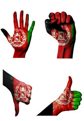 hands with multiple gestures (open palm, closed fist, thumbs up