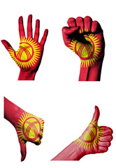 hands with multiple gestures (open palm, closed fist, thumbs up