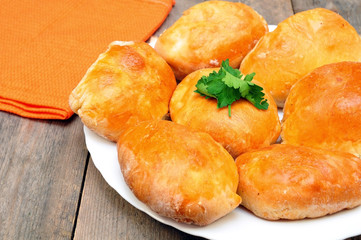 fresh home pies on a wooden table