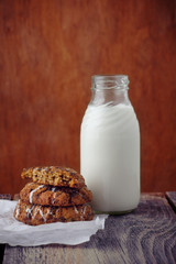bottle of milk and cookies