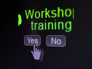 Education concept: Head With Keyhole icon and Workshop Training