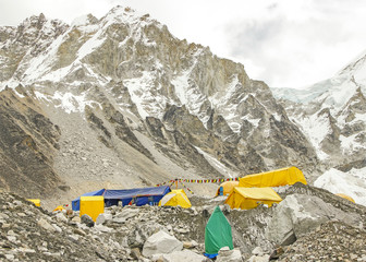 Everest Base Camp in cloudy day, Everest Region