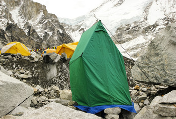 Toilet tent in Everest Base Campy, Everest Region, Nepal.