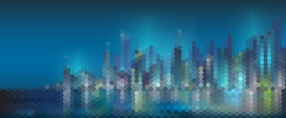 Plakat Night city abstract mosaic background