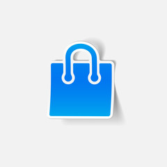 realistic design element: shopping, bag, package