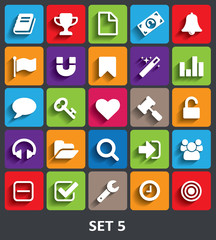 Trendy Vector Icons With Shadow. Set 5
