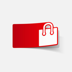 realistic design element: shopping, bag, package