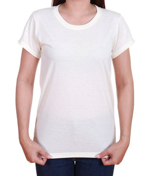 blank t-shirt on woman